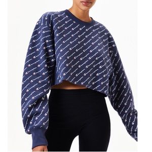 NWT Champion all over logo cropped crew sweatshirt